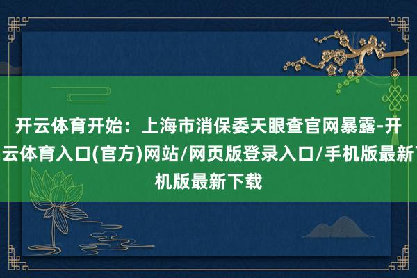 开云体育开始：上海市消保委　　天眼查官网暴露-开yun云体育入口(官方)网站/网页版登录入口/手机版